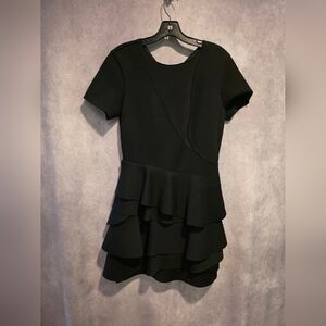 Dkny Black Short-Sleeve Ruffled Tier Dress